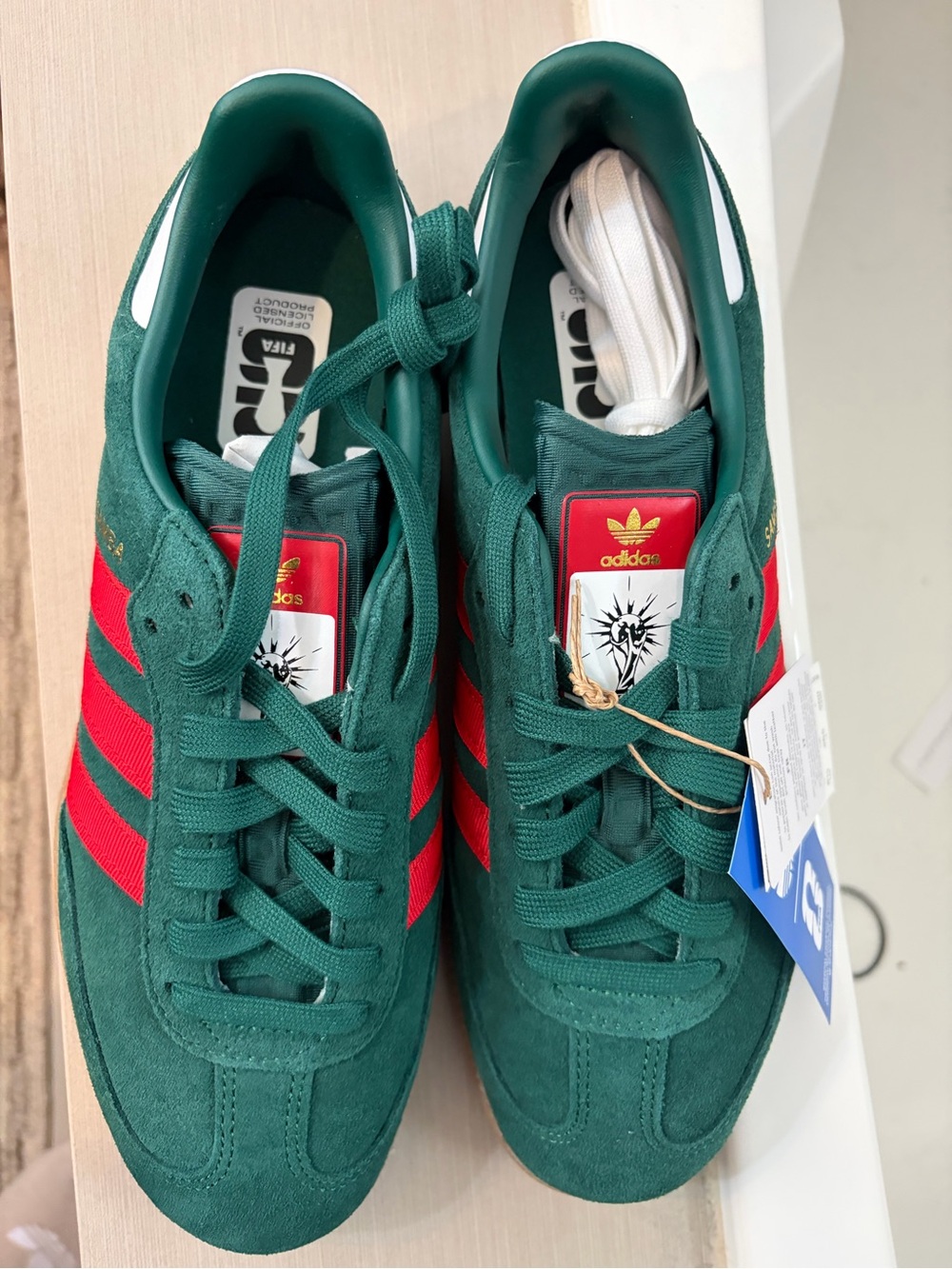 adidas Green Suede Sneakers with Red Accents